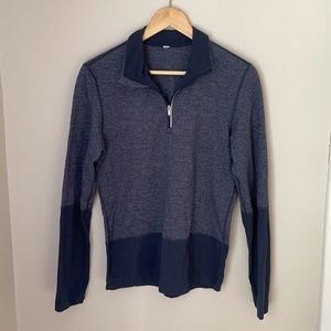blue-grey chevron Lululemon 1/4 zip long sleeve